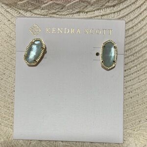 Kendra Scott Gold Plated Aqua Glass Elle Studs